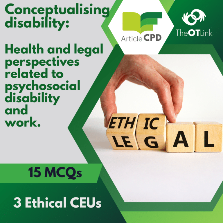 Conceptualising disability: Health and legal perspectives related to psychosocial disability and work.